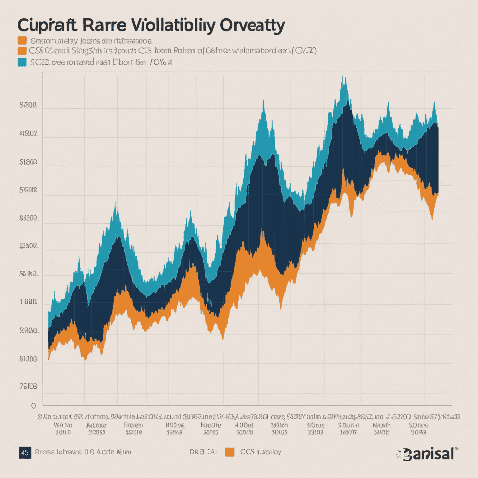 A graph showing the price volatility of rare CS2 skins over the past month, with sharp peaks and valleys