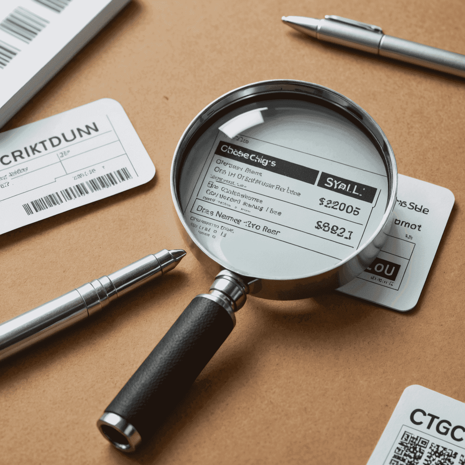 A magnifying glass hovering over CS2 skins with price tags, illustrating the price checking tool